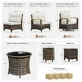 thumbnail image 4 of MEISSALIVVE 9-Piece Outdoor Patio Furniture Set, Half-Moon Curved Rattan, 2 Wood Armrest Swivel Chairs, Round Coffee Table & Side Tables(Beige), 4 of 8