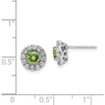 thumbnail image 4 of Sterling Silver Rhodium Plated White Topaz And Peridot Round Earrings (9 X 9) Made In India qe9993pe, 4 of 5