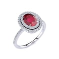 thumbnail image 2 of SuperJeweler 1 1/2 Carat Oval Shape Created Ruby and Double Halo Diamond Ring In Sterling Silver For Women, 2 of 5