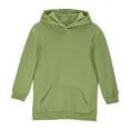 thumbnail image 5 of ZQUUVOU Children's Girls Long Pullover Sweatshirt Solid Color Hoodie Dress with Pockets for Fall Winter Casual Cozy Outfits Green, 5 of 9