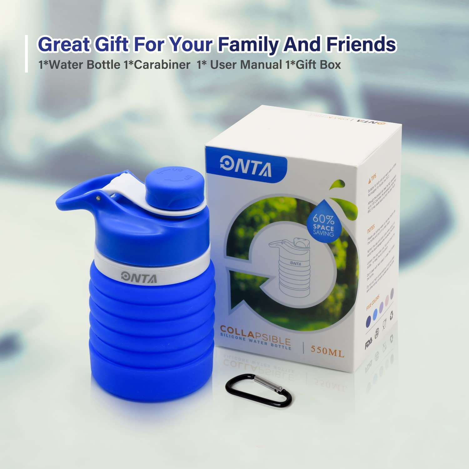 ONTA Collapsible Large Water Bottle - BPA Free Silicone Reusable Flat Water  Cup with Straw Paracord …See more ONTA Collapsible Large Water Bottle 