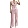 thumbnail image 2 of Roncen Women's Sleeveless Vest & High-Waisted Pants Set - Slim Fit Tailored 2-Piece Outfit for Women, Casual Office Wear with Side Pockets, 2 of 9