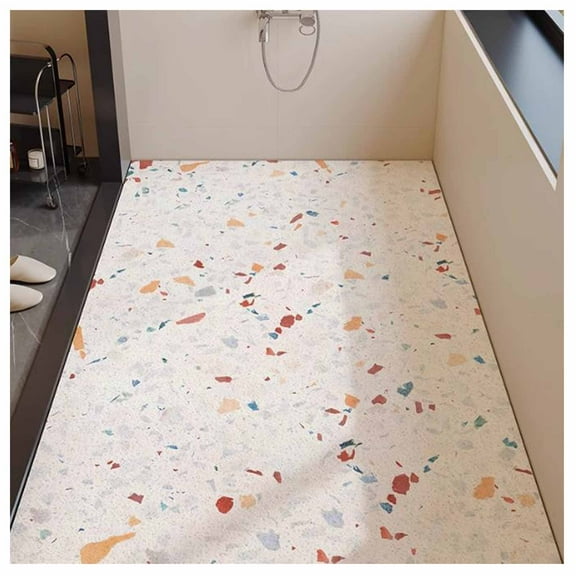 Loofah Shower Mat for Inside Shower,Large Soft PVC Bathroom Floor Mat,Non-Slip PVC Hollow Bathroom Mat with Drain,Quick Drying