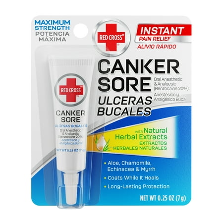 Red Cross Canker Sore, Instant Pain Relief of Minor Mouth & Gum Irritations, 0.25 fl oz