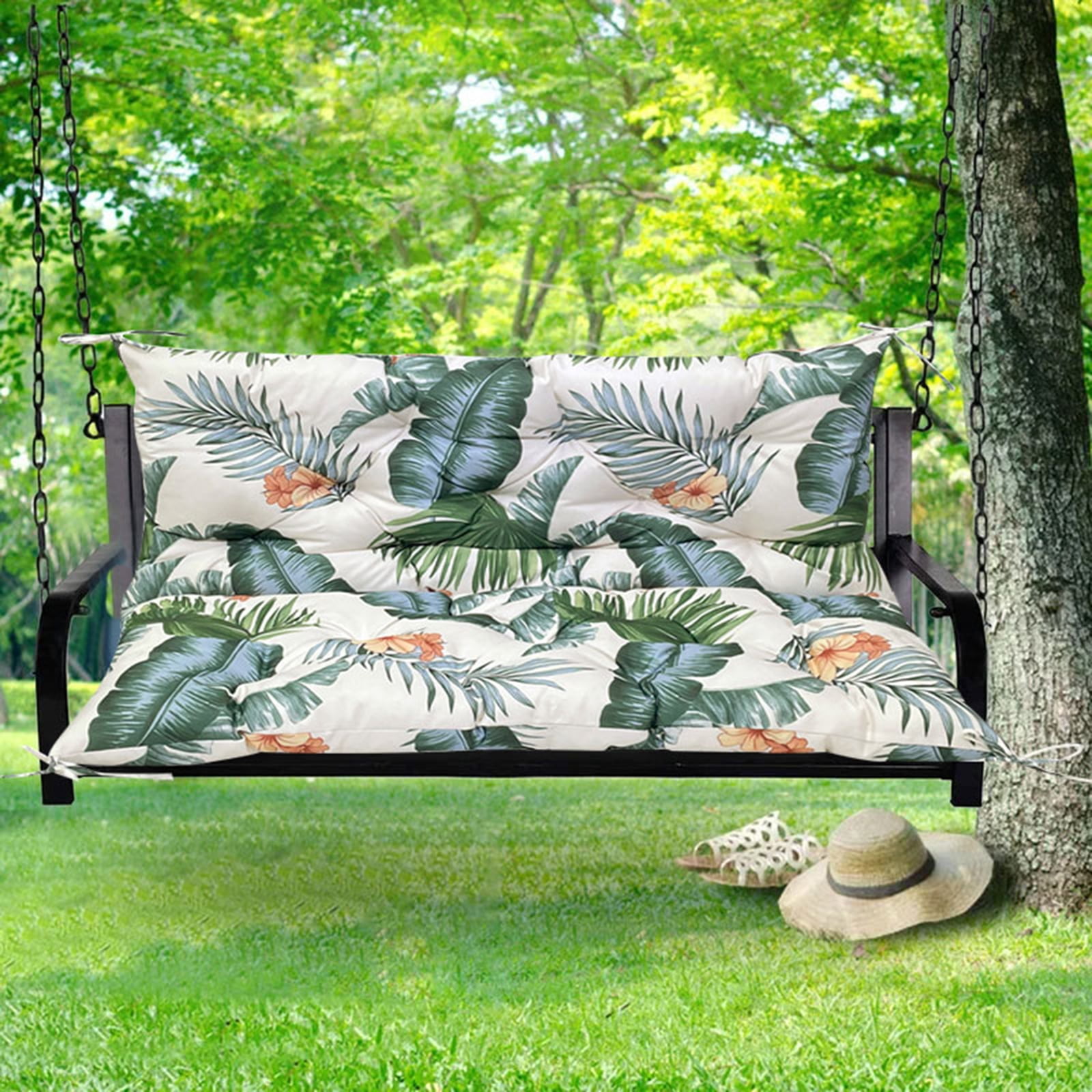 TOPCHANCES Bench Cushion Swing Chair Cushion Replacement Seat Pad 2-3 Seater Water Repellent Bench Cushion with Ties for Outdoor Garden Patio Furniture, Hawaii, 100cmx100cm