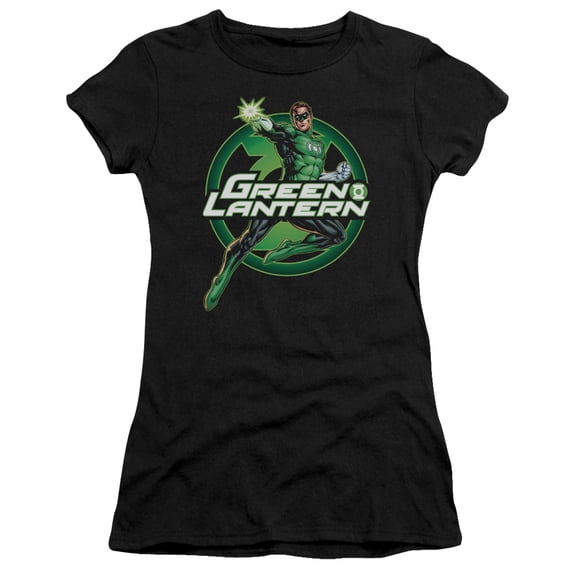 JLA Justice League Lantern Glow S/S Junior Women's T-Shirt Sheer Black