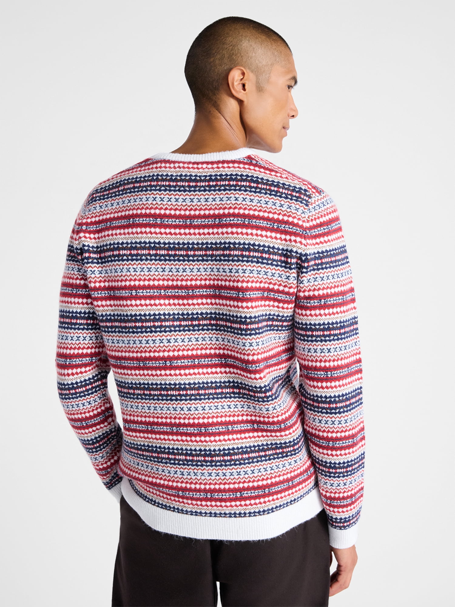 Free Assembly Men's Fair Isle Sweater with Long Sleeves, Size XS-3XL