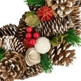 thumbnail image 3 of Northlight White Wooden Rose and Pine Cone Artificial Christmas Wreath - 14" - Unlit, 3 of 5