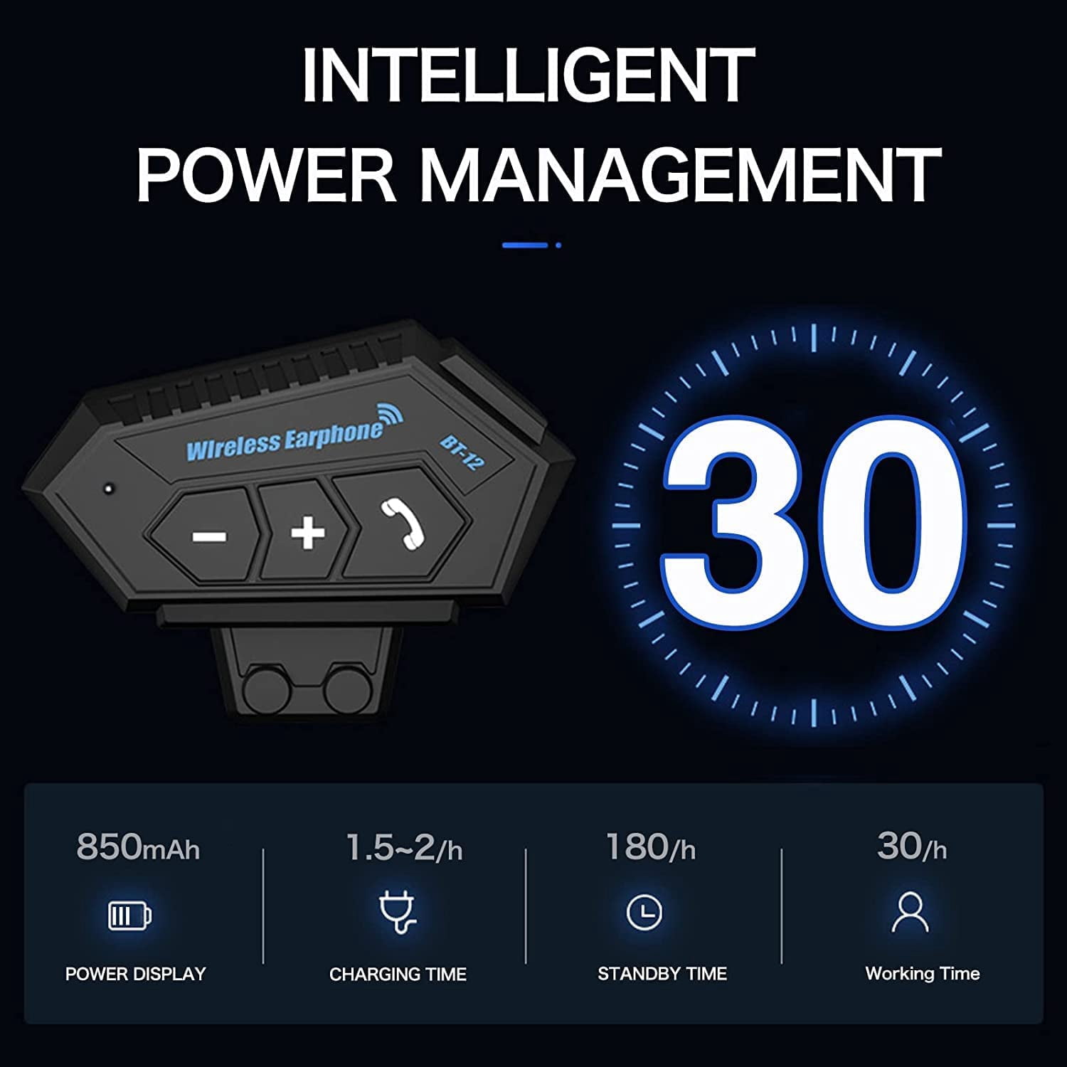 Motorcycle Helmet Bluetooth Headset, Dustproof and Sun Protection Wireless Motorcycle Helmet Earphones with Long Battery Life, and Hands-Free Communication System