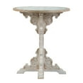 thumbnail image 2 of 24X28.5" Round Wooden Carved Table, Distressed White Finish Design Antique White Primary Living Space Antique,French Country,Retro,Rustic,Vintage Wood, 2 of 10