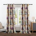 thumbnail image 2 of VOGOL Modern Geometric Pattern Thermal Insulated Drapes, Room Darkening Grommet Window Treatments for Bedroom Office, 2 Panels, W52 x L96, Purple, 2 of 8