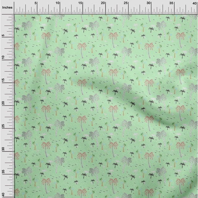 oneOone Viscose Jersey Fabric Bird & Palm Tree Print Sewing Fabric BTY 60 Inch Wide