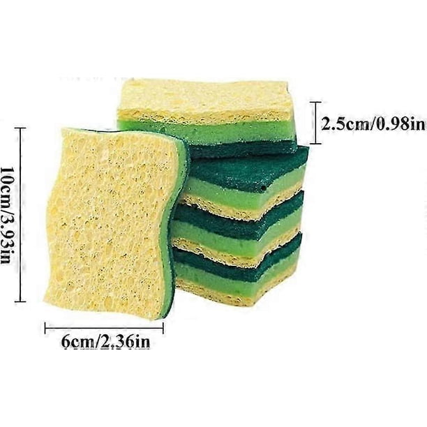 6 cepillos de esponja de tres capas, limpiador de ollas, buen efecto antibacteriano, alta absorción de agua.
