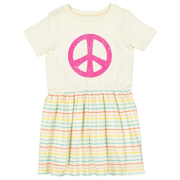 Inktastic Peace Sign Pink Retro Girls Toddler Dress