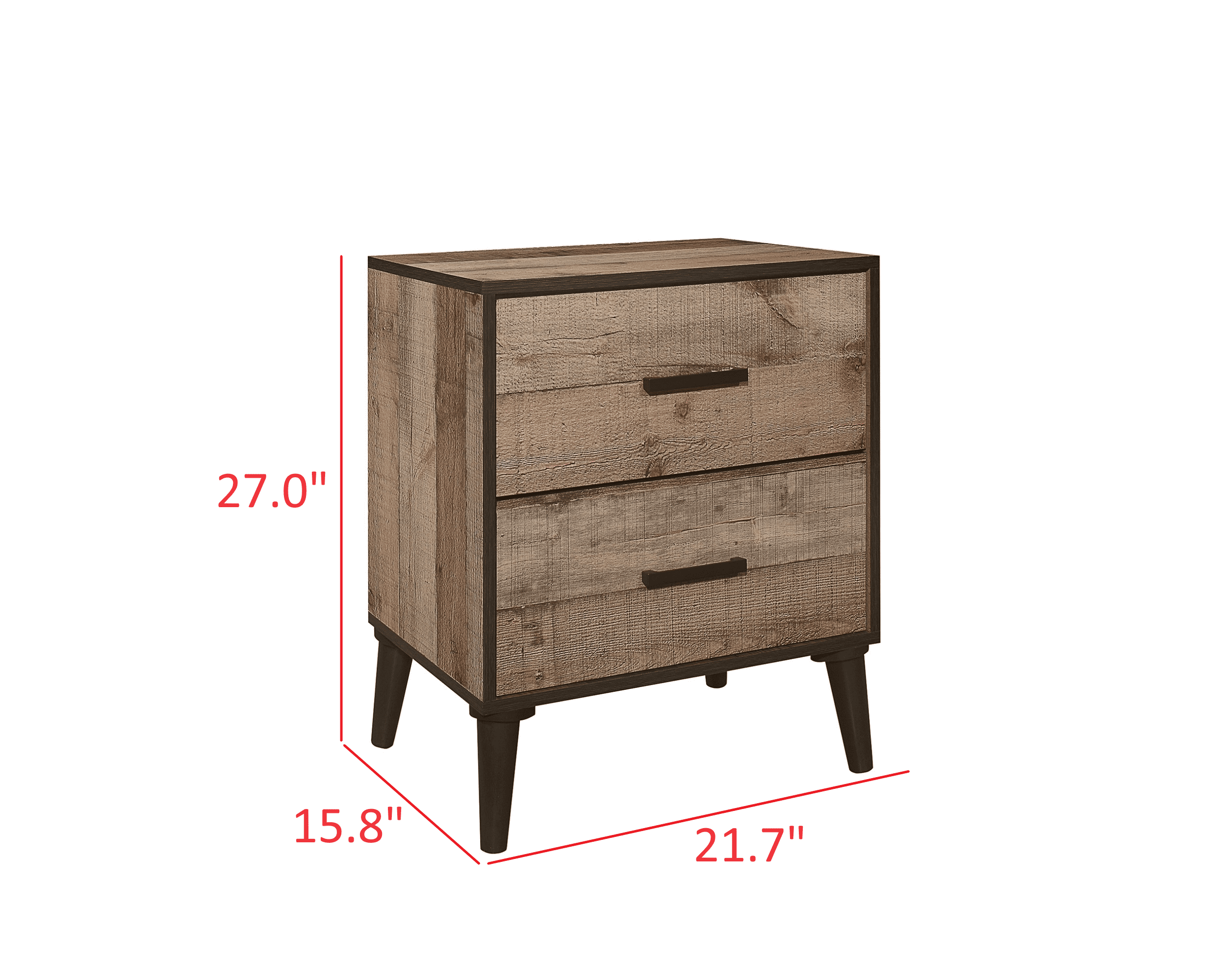 Home Design Janet Nightstand with 2 Drawers and Roller Glides, Natural Oak, Easy assembly