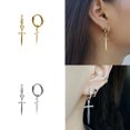 thumbnail image 2 of Guardurnaity Pendientes colgantes llamativos, estilo minimalista y exquisitos pendientes de aro con forma de daga, pendientes de espada Ropa, zapatos y accesorios Miscelánea Oro blanco, 2 of 6