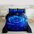 thumbnail image 2 of Homewish Chic Glitter Print Bedding Comforter Set,Romantic Blue Rose Twin Comforter Sets,Valentine'S Day Floral Bedding Set For Adults,Ultra Soft Home Decor Reversible,2pcs, 2 of 8