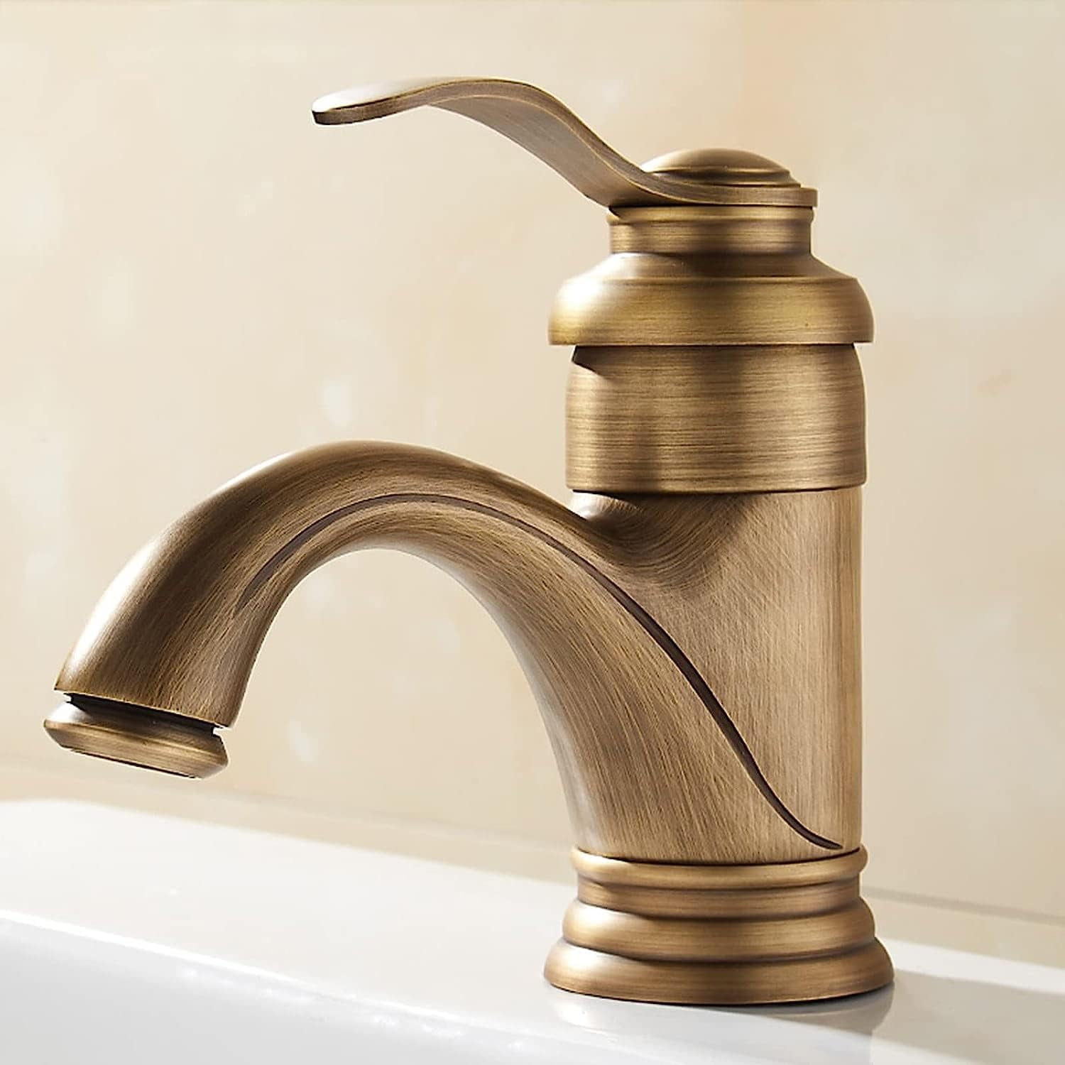 Faucet for Bathroom Sink hot and Cold Water Faucet Bathroom Faucet Single Handle Single Handle Bathroom Sink Faucet one Hole for Kitchen,Antique B