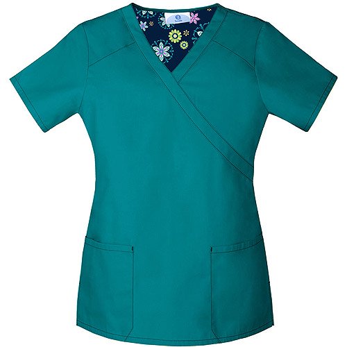 Scrubstar Deep Turquoise Women's Mock Wrap Scrub Top