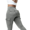 thumbnail image 7 of Ltctricy Leggings for Women Casual Drawstring High Waisted Stretchy Cargo Yoga Pants Bootcut Workout Leggings with Pockets(Gray,Small), 7 of 7