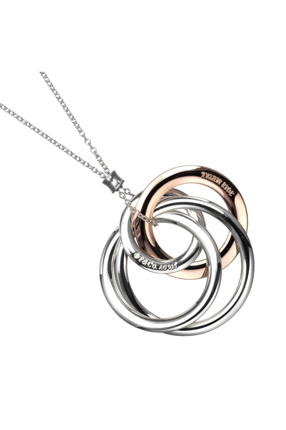 Pre-Owned Tiffany & Co. 1837 Interlocking 4 Circle Necklace, 925 Silver, Rubedo... (Good)