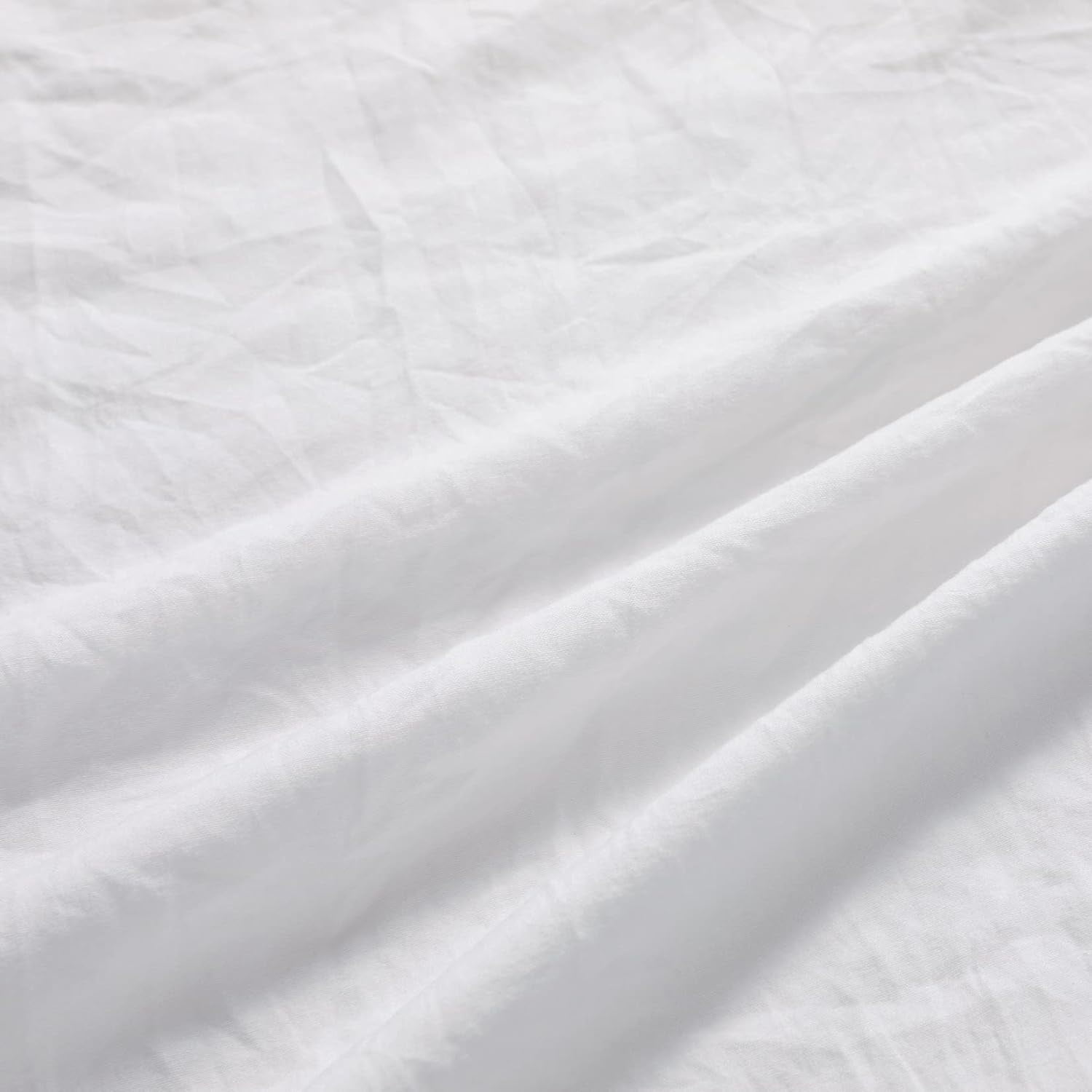 White Ruffle Queen Size Duvet Cover Set, 3PCS Soft Washed Microfiber Vintage French Country Design, 90x90 in, Luxurious Comfort & Easy Care