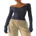thumbnail image 2 of T-Shirt Slim Ajusté Décontracté à Manches Longues en Maille à Manches Courtes, 2 of 7