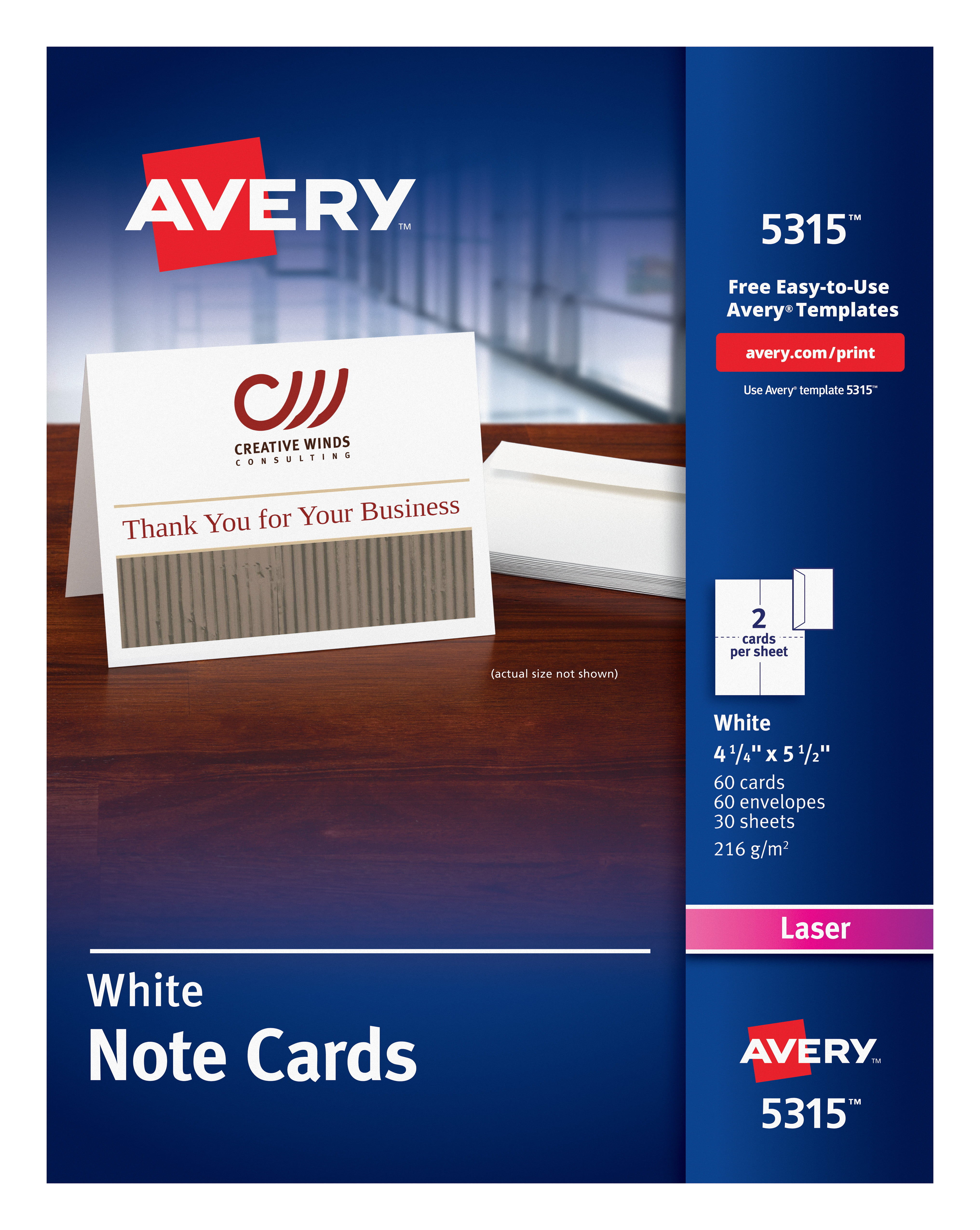 Avery Note Cards for Inkjet Printers 4 1/4 x 5 1/2 Matte White 60/Pack w