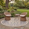 thumbnail image 3 of Safavieh Courtyard Nanda Botanical Indoor/Outdoor Area Rug, Natural/Blue, 6'7" x 6'7" Round, 3 of 9