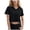 Black, variant on Women's Casual V Neck Short Sleeve Solid Basic Crop Top T Shirt Summer Tops