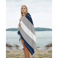 thumbnail image 2 of Navy Blue Grey Stripe Beach Towels Oversized Super Absorbent, Modern Art Horizontal Striped Lightweight Bath Towel Quick Dry Sets For Bathroom/Pool/Rv Camping/Beach Play/Gym Room/Picnic 35"x70", 2 of 8