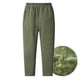 thumbnail image 1 of Pantalones largos para hombre, color liso, con bolsillo y cordón ajustable, de felpa, para exteriores, cálidos, para senderismo, de forro polar grueso, de poliéster., 1 of 7