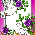 thumbnail image 3 of Doves in Rose Bushes Glass Hanging Suncatcher 16" x 10", 3 of 3