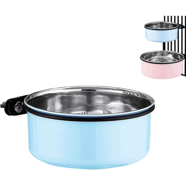 Jaula de agua para perros - Cuenco de agua tipo cajón - Cuenco colgante de acero inoxidable - Dispensador de agua - Cuenco para perros pequeños - Cuenco y cuencos de agua para mascotas (850 ml)
