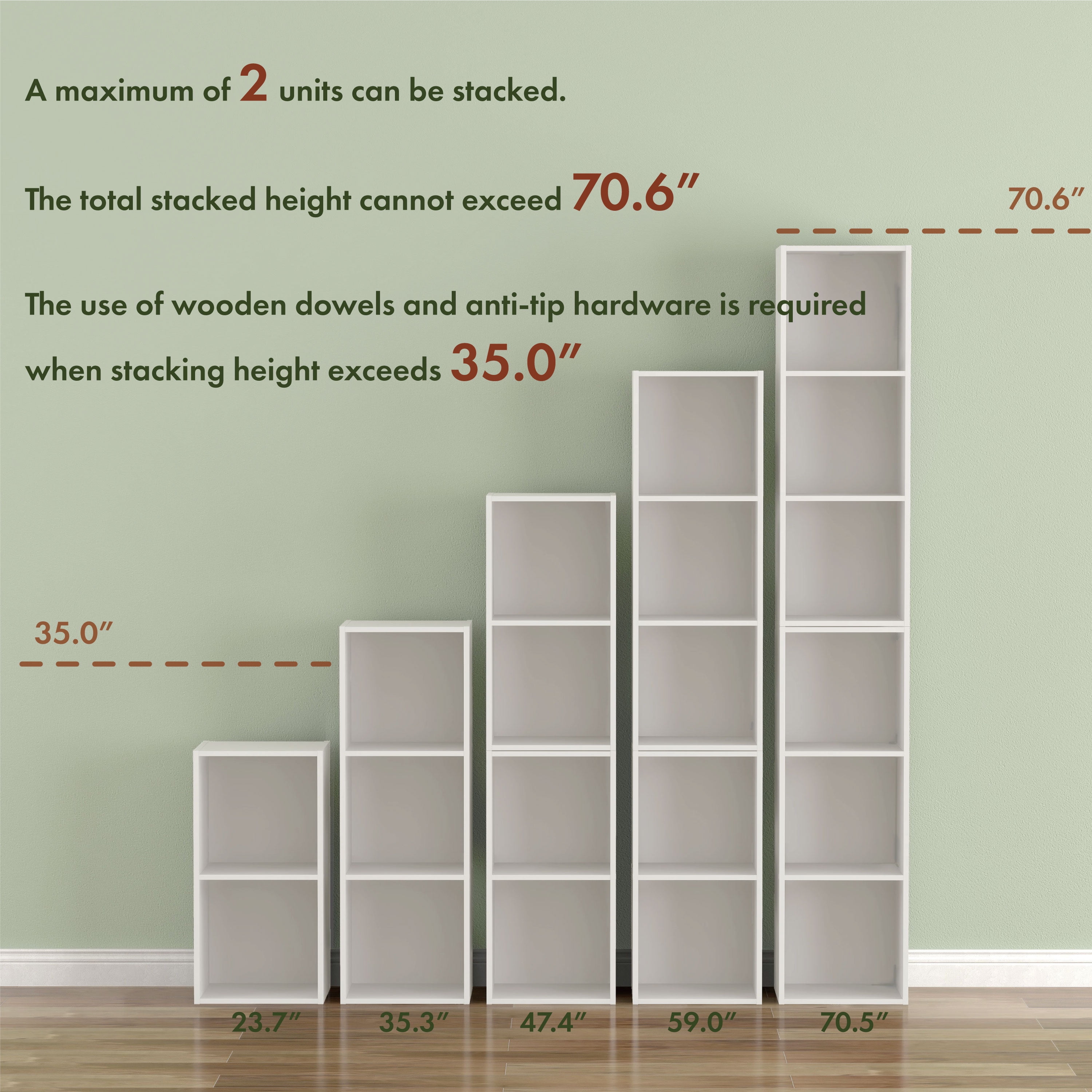 Join Stackable 2-Cube Wood White Bookcase