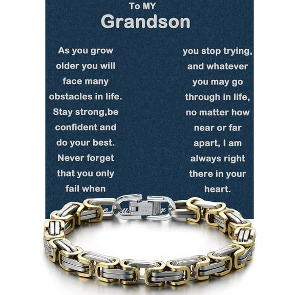 To My Grandson Bracelet Grandson Gifts From Grandma Grandparents Graduation Birthday Christmas Gifts With Message Card＆LED Gift Box