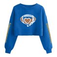 thumbnail image 2 of Mifsaly Game Day Sweatshirt Women Heart-Embellished Football Print Crop Sweatshirts Long Sleeve Graphic T Shirts Team Fans Game Day Cropped Tops S, 2 of 5