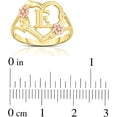 thumbnail image 2 of Floreo 10k Yellow Gold A-Z Letter Initial Ring with Heart and Rose Gold Flower Design, Sizes 4-9, 2 of 4