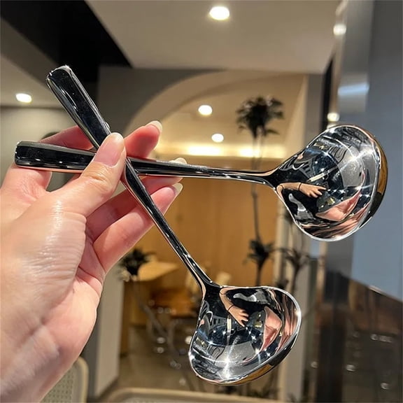 YCCMML Stainless Steel Soup Ladle with Long Handle, Thickened Large Cooking & Serving Spoon for Kitchen Restaurant
