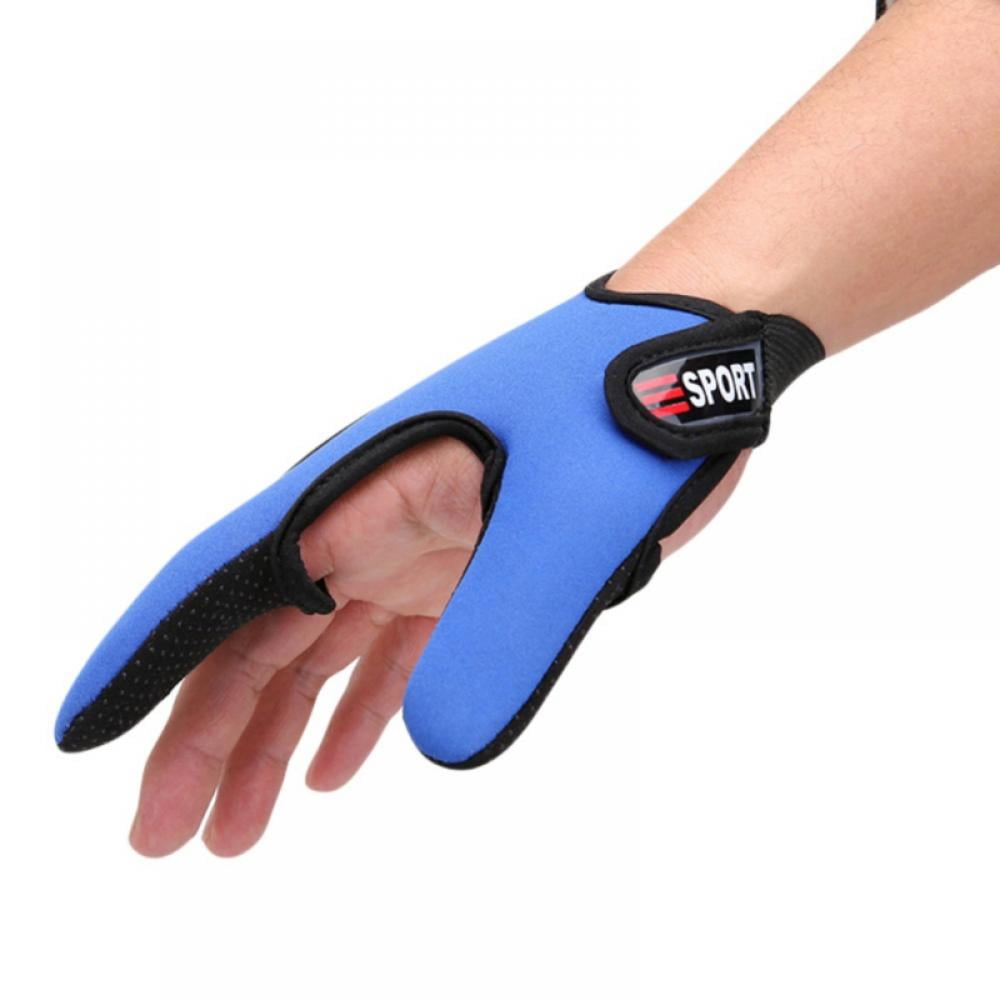 Anti-Slip Neoprene Cloth PU Leather Breathable 3 Finger Cut Fishing Gloves 