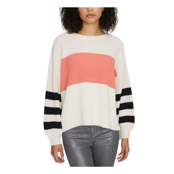 SANCTUARY Womens Ivory Color Block Long Sleeve Crew Neck Sweater Juniors M