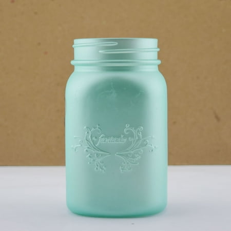 1 Pint Kit - Fantado Regular Mouth Frosted Frozen Blue Mason Jar w/ Handle, 16oz / 1 Pint by PaperLanternStore