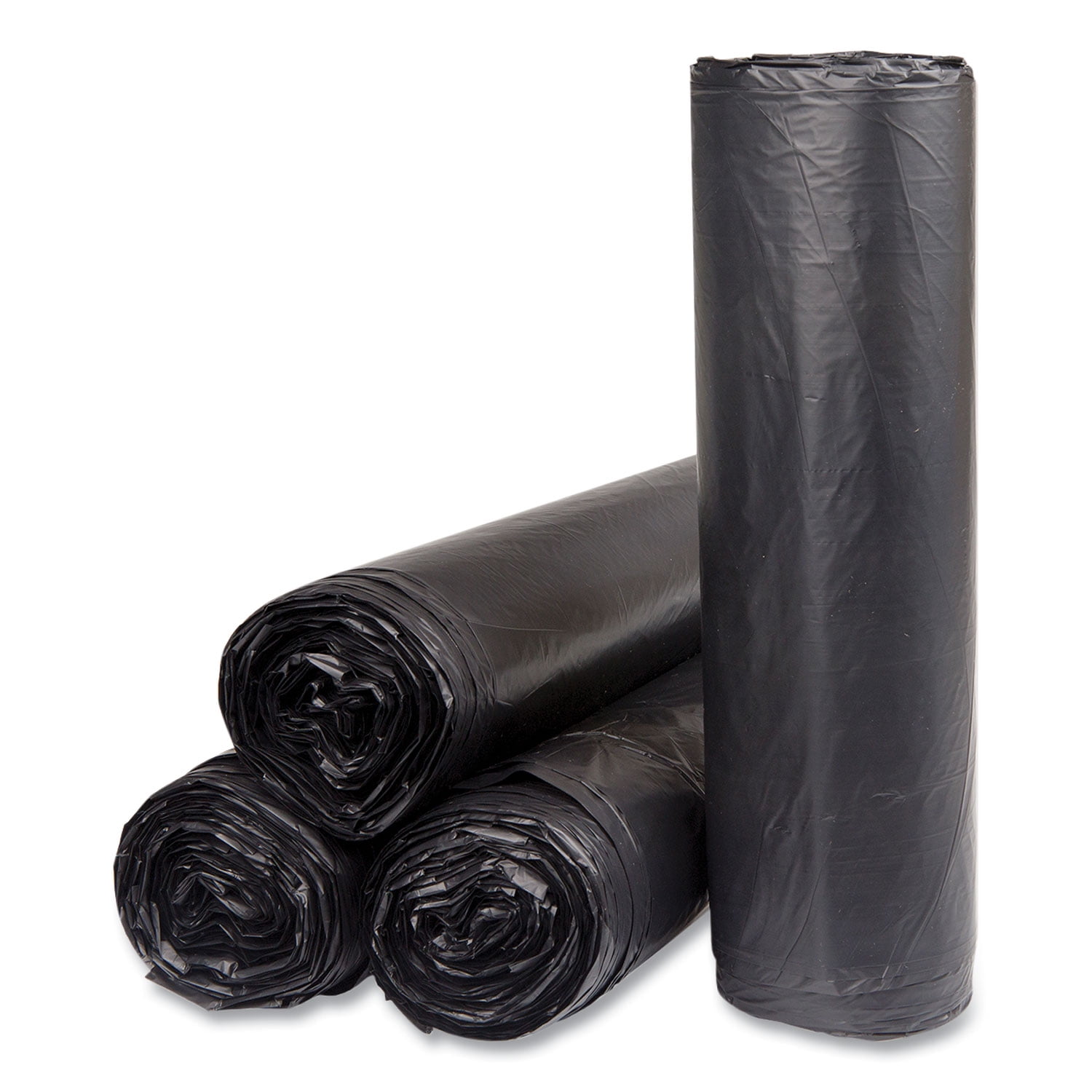 Inteplast Group High-Density Trash Bag, 40 x 48, 45gal, 16mic, Black, 25/Roll, 10 Rolls/Carton