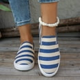 thumbnail image 5 of Blue Womens Canvas Flat Shoes Slip On Striped Print Casual Round Toe Comfortable Moccasins Loafers Size 42, 5 of 8