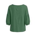 thumbnail image 6 of LIaqionyy Womens Cotton Linen Shirts 3/4 Sleeve Square Neck Casual Loose Solid Color Summer Blouses Clothes, 6 of 7