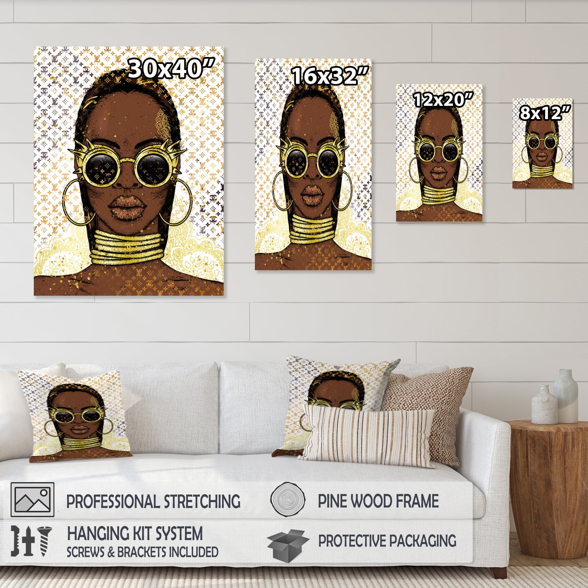 Designart Trendy Female With Sunglasses III Canvas Wall Art