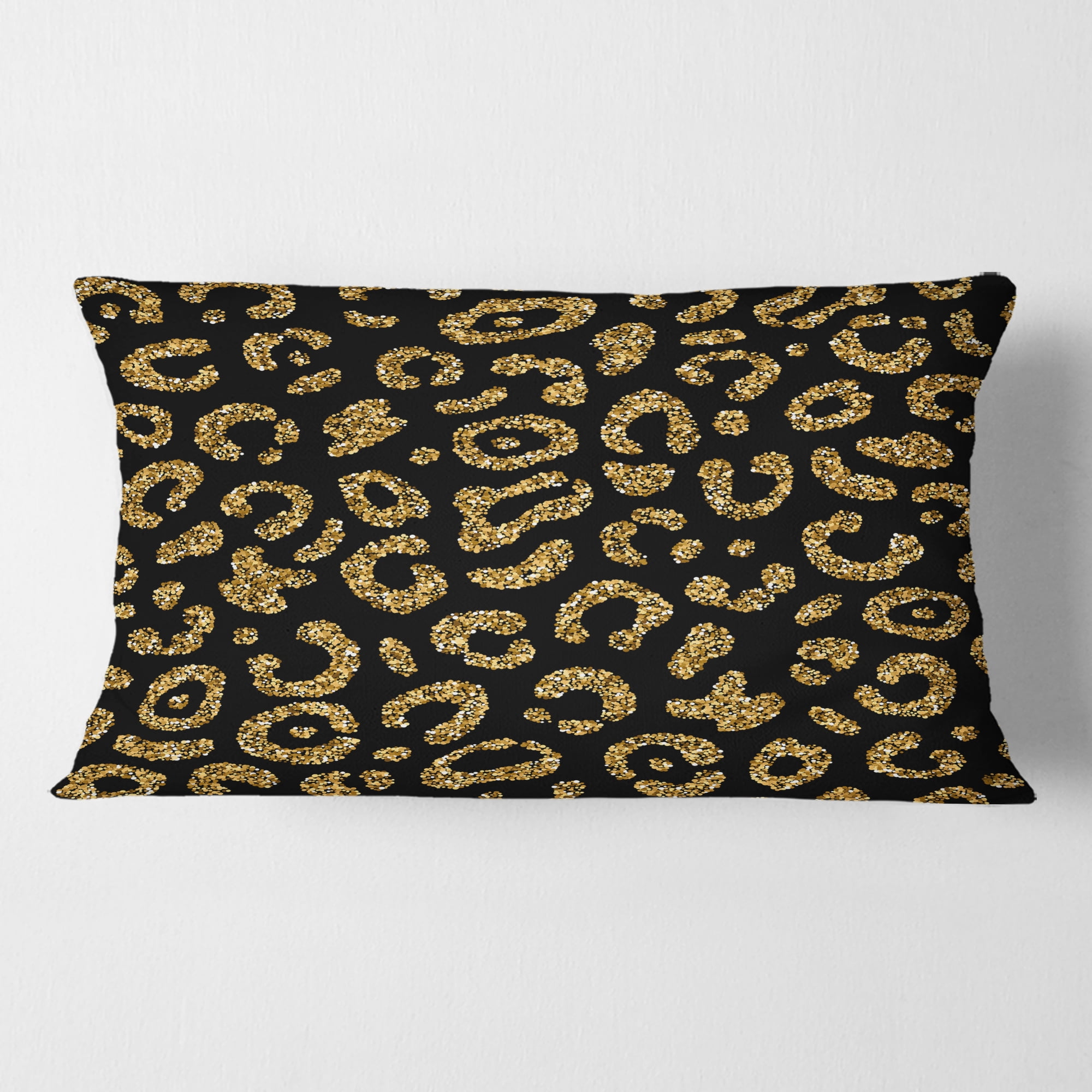 Designart Golden Leopard Fur' Mid-Century Modern Throw Pillow - 12x20
