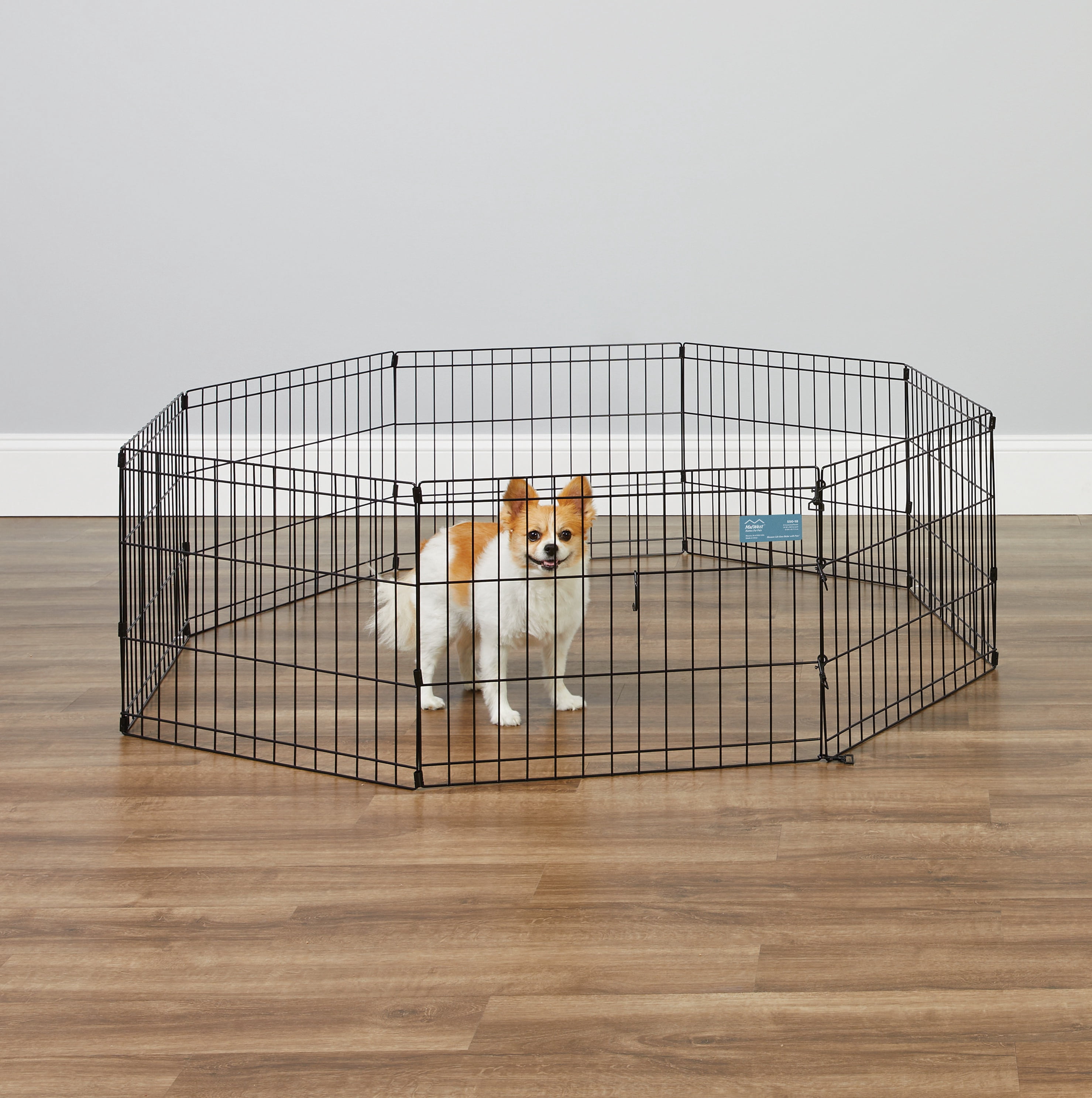 MidWest Homes for Pets 18-inch Exercise Pen, for Indoor and Outdoor use, 16 Sq Feet of Play, Folding Dog Pen, No Door Design for Maximum Security, Easy to Set Up, Foldable Dog Playpen