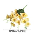 thumbnail image 3 of Tallo artificial de flor de orquídea con 5 tenedores y mariposas, Phalaenopsis de seda de rayas amarillas, ramo de flores falsas para decoración del hogar, centro de mesa para salón, bodas y fiestas, 3 of 6