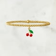 thumbnail image 3 of Pure Collection by Ross-Simons Italian 3mm 18kt Gold Vermeil Bead Stretch Bracelet With Enamel Cherry Charm, Women's, Adult, 3 of 6